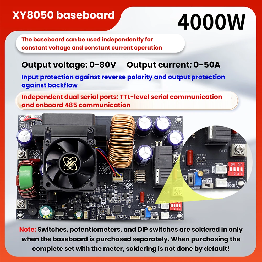 XY8050S CNC DC Buck Converter Adjustable Regulated Laboratory Power Supply Constant Voltage Current Step-Down Module 50A/4000W
XY8050S CNC DC Buck Converter Adjustable Regulated Laboratory Power Supply Constant Voltage Current Step-Down Module 50A/4000W