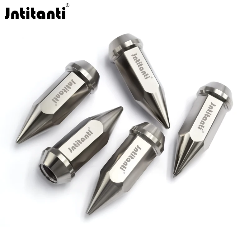 Jntitanti Gr.5 titanium spike lug nut M14*1.5*60mm never rust cone seat wheel nut for Tesla VW AUDI racing car
Jntitanti Gr.5 titanium spike lug nut M14*1.5*60mm never rust cone seat wheel nut for Tesla VW AUDI racing car