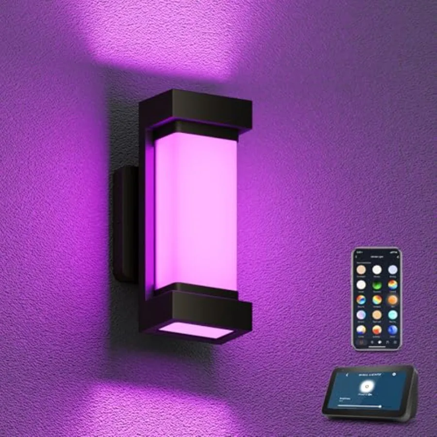 Outdoor Wall Lights 2100LM Smart LED Porch Lights Outdoor RGBCW Exterior Lighting Sconce Wi-Fi Control Compatible with Alexa IP
Outdoor Wall Lights 2100LM Smart LED Porch Lights Outdoor RGBCW Exterior Lighting Sconce Wi-Fi Control Compatible with Alexa IP