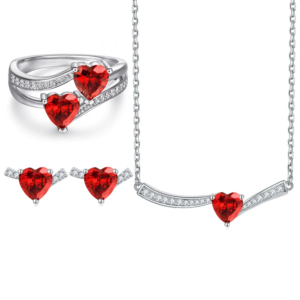 S925 pure silver plated 18K gold PT950 platinum color treasure set heart earrings ruby ring small red heart necklace
S925 pure silver plated 18K gold PT950 platinum color treasure set heart earrings ruby ring small red heart necklace