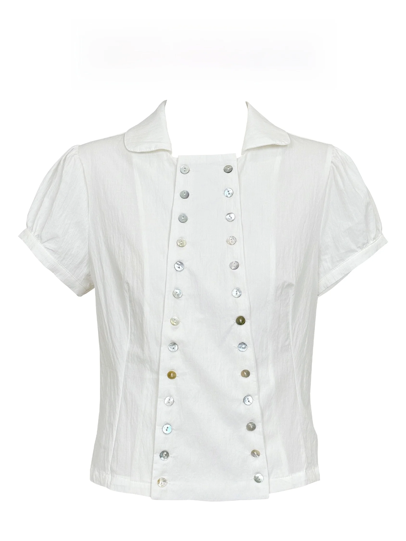 White Bubble Sleeve Waist-Cinching Shirt Women's Fashion Design Slimming Short Top Casual Style Flip Collar Summer New Arrival
White Bubble Sleeve Waist-Cinching Shirt Women's Fashion Design Slimming Short Top Casual Style Flip Collar Summer New Arrival