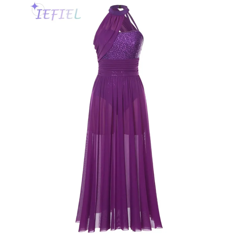 Womens Ruched Waist Side Split Modern Lyrical Dance Performance Costume Celebration of Spirit Dancewear Sparkly Sequin Dresses
Womens Ruched Waist Side Split Modern Lyrical Dance Performance Costume Celebration of Spirit Dancewear Sparkly Sequin Dresses