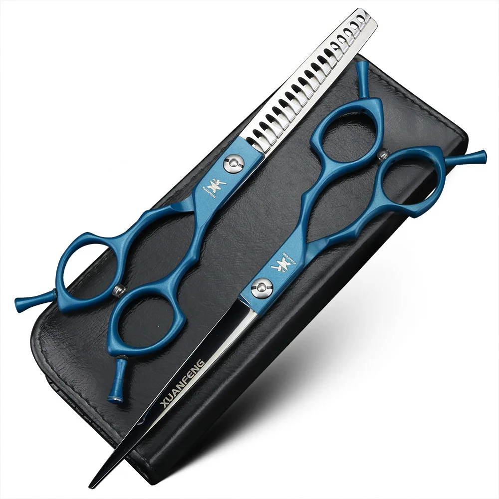 XUANFENG 6.5-inch blue hair scissors 440C steel bearing cutting scissors and fishbone thinning scissors
XUANFENG 6.5-inch blue hair scissors 440C steel bearing cutting scissors and fishbone thinning scissors