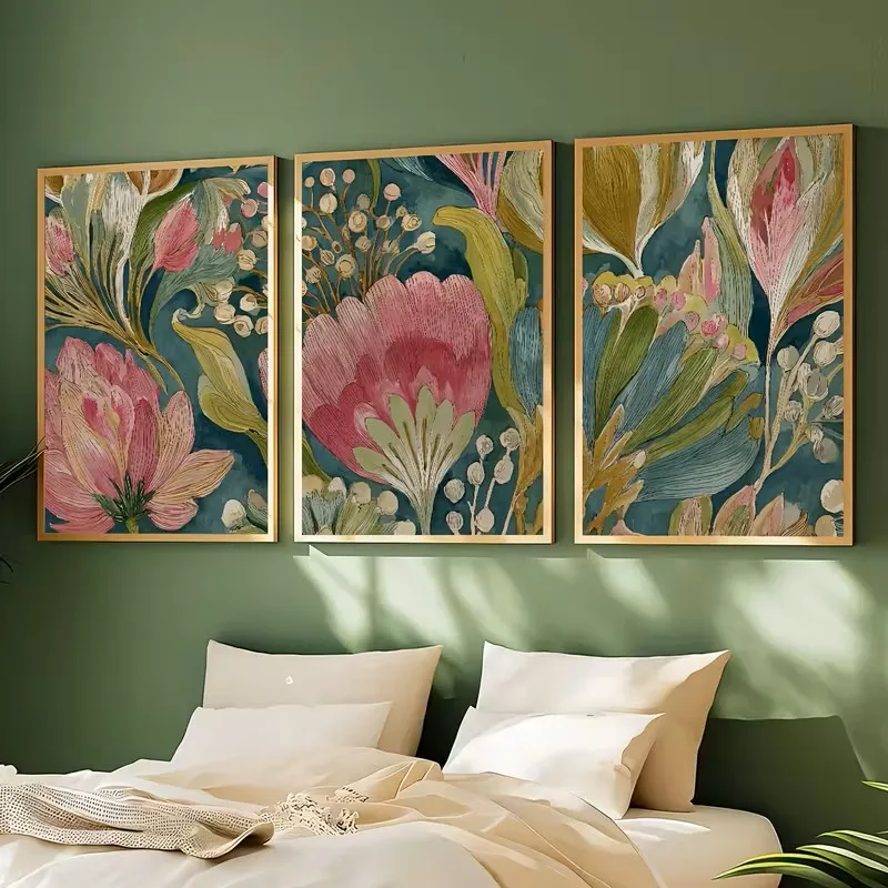 Retro Floral Canvas Posters 3PCS Green Pink Natural Art Paintings Creative Murals Home Decorations Living Room Bedroom Kitchen
Retro Floral Canvas Posters 3PCS Green Pink Natural Art Paintings Creative Murals Home Decorations Living Room Bedroom Kitchen