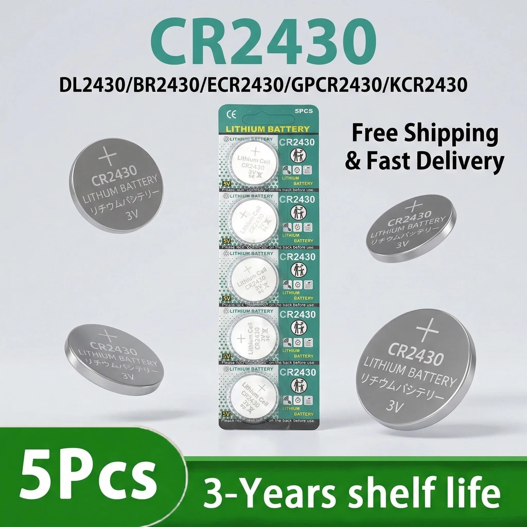 5-100Pcs 3V CR2430 Lithium Coin Cell Battery 385mAh For Watches Electronic Scales Calculators DL2430 BR2430
5-100Pcs 3V CR2430 Lithium Coin Cell Battery 385mAh For Watches Electronic Scales Calculators DL2430 BR2430