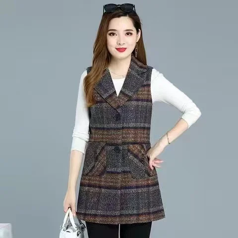 Women's spring and autumn new sleeveless vest vest jacket high-end temperament shoulder outer plaid vest
Women's spring and autumn new sleeveless vest vest jacket high-end temperament shoulder outer plaid vest