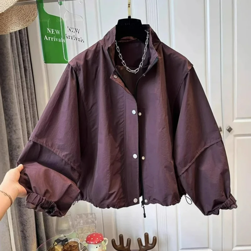 Korean Spring Autumn Trench Coat Women 2025 New Short Stand Collar Loose All-match Female Overcoat Windbreaker Ladies Outerwear
Korean Spring Autumn Trench Coat Women 2025 New Short Stand Collar Loose All-match Female Overcoat Windbreaker Ladies Outerwear