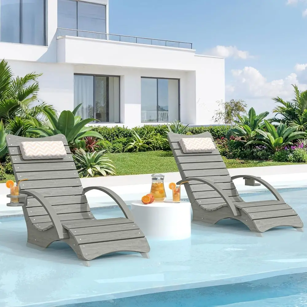 2-Piece Durable Shallow Water Lounge Chairs, 8-10 Inches Deep, with Armrests, Cup Holders, 330lbs Capacity, Gray Outdoor Deck Ch
2-Piece Durable Shallow Water Lounge Chairs, 8-10 Inches Deep, with Armrests, Cup Holders, 330lbs Capacity, Gray Outdoor Deck Ch