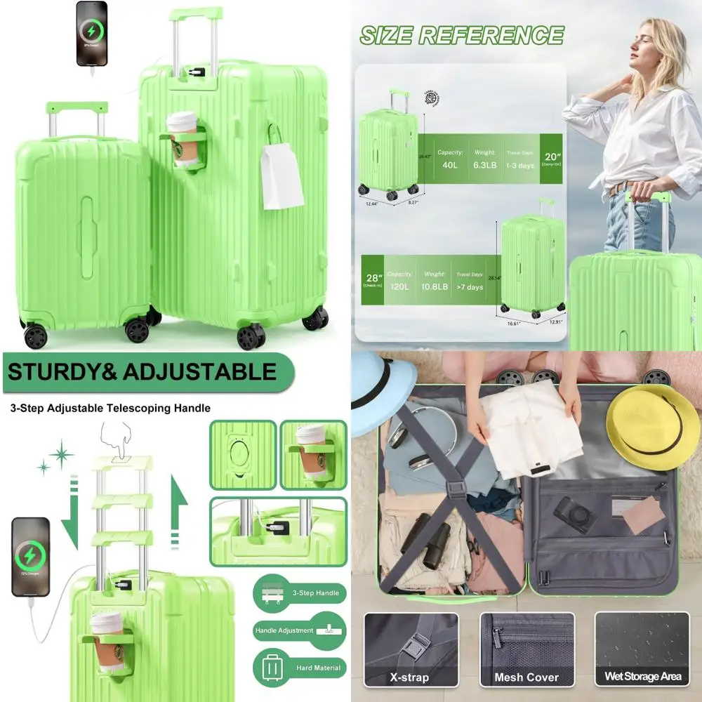 Набор из двух частей чемодана с твердым механизмом и зарядным портом, замком TSA и ручной кладью для путешествий
Набор из двух частей чемодана с твердым механизмом и зарядным портом, замком TSA и ручной кладью для путешествий