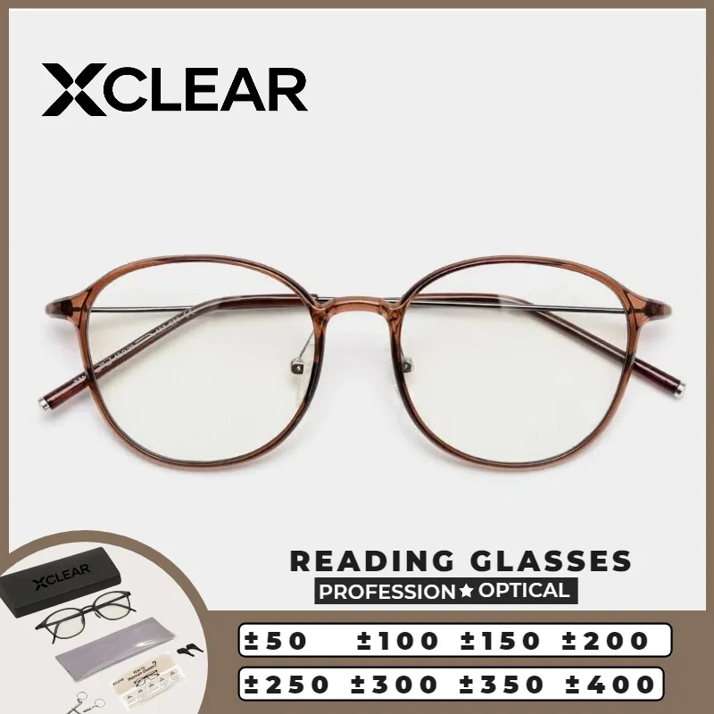 XCLEAR Unisex Round Reading Glasses Transparent Tea Brown TR Frame Ultralight Anti Blue Light Skinny Face Comfortable Daily Wear
XCLEAR Unisex Round Reading Glasses Transparent Tea Brown TR Frame Ultralight Anti Blue Light Skinny Face Comfortable Daily Wear