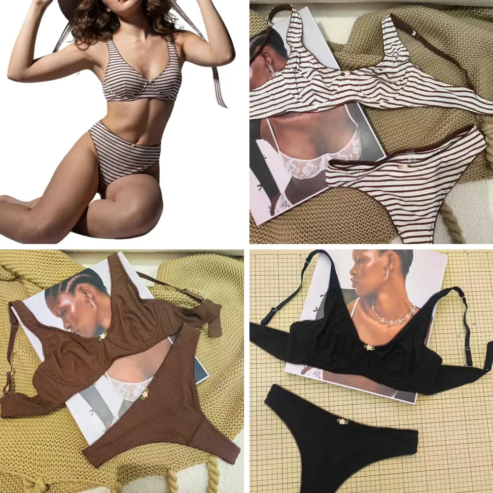 French Style Striped Cotton Bralette & Briefs Set - Comfort Push Up Underwire Sexy Lingerie
French Style Striped Cotton Bralette & Briefs Set - Comfort Push Up Underwire Sexy Lingerie