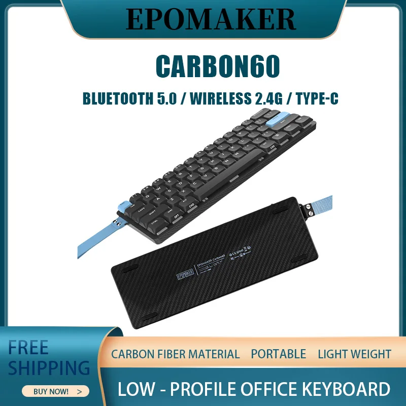 Беспроводная механическая клавиатура Epomaker Carbon60 Материал из углеродного волокна Легкий и ультратонкий корпус Низкопрофильная офисная клавиатура
Беспроводная механическая клавиатура Epomaker Carbon60 Материал из углеродного волокна Легкий и ультратонкий корпус Низкопрофильная офисная клавиатура