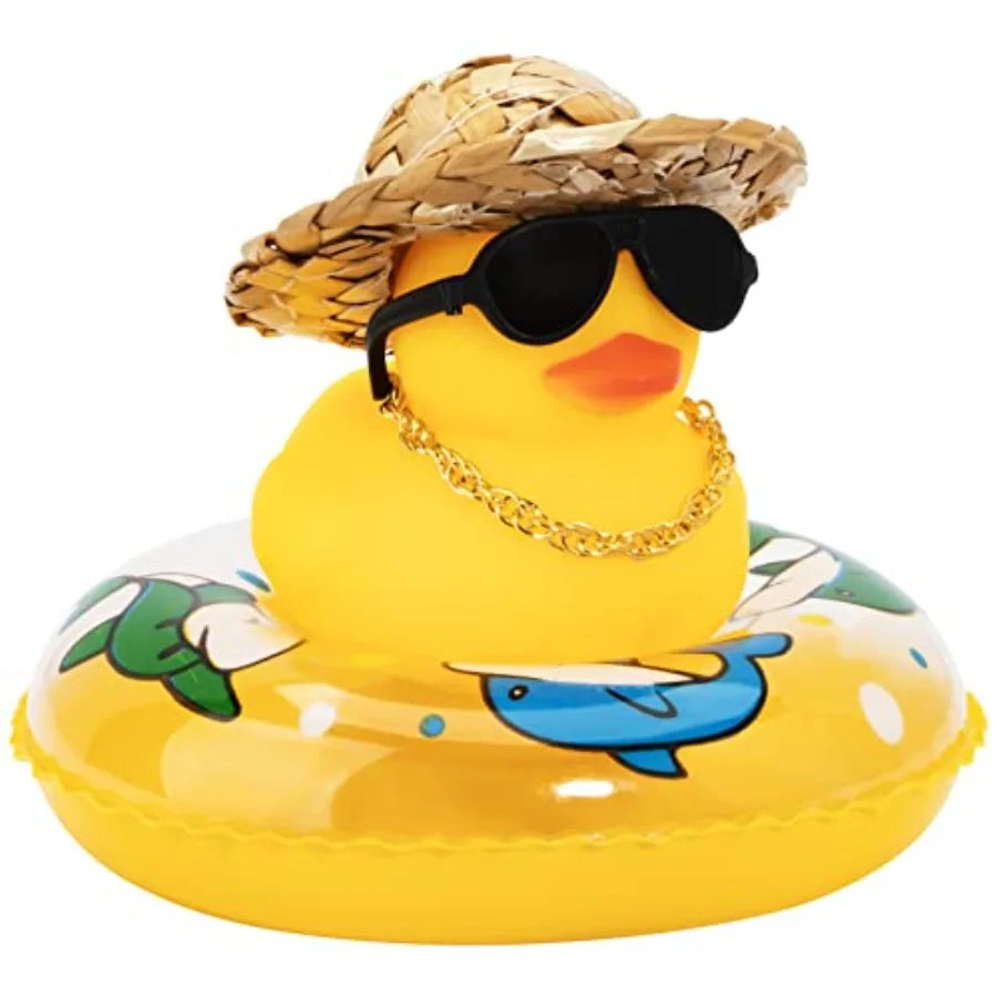 Car Rubber Duck, Yellow Duck Decoration Dashboard with Sun Hat Swim Ring Necklace Sunglasses for Car Dashboard Decorations
Car Rubber Duck, Yellow Duck Decoration Dashboard with Sun Hat Swim Ring Necklace Sunglasses for Car Dashboard Decorations