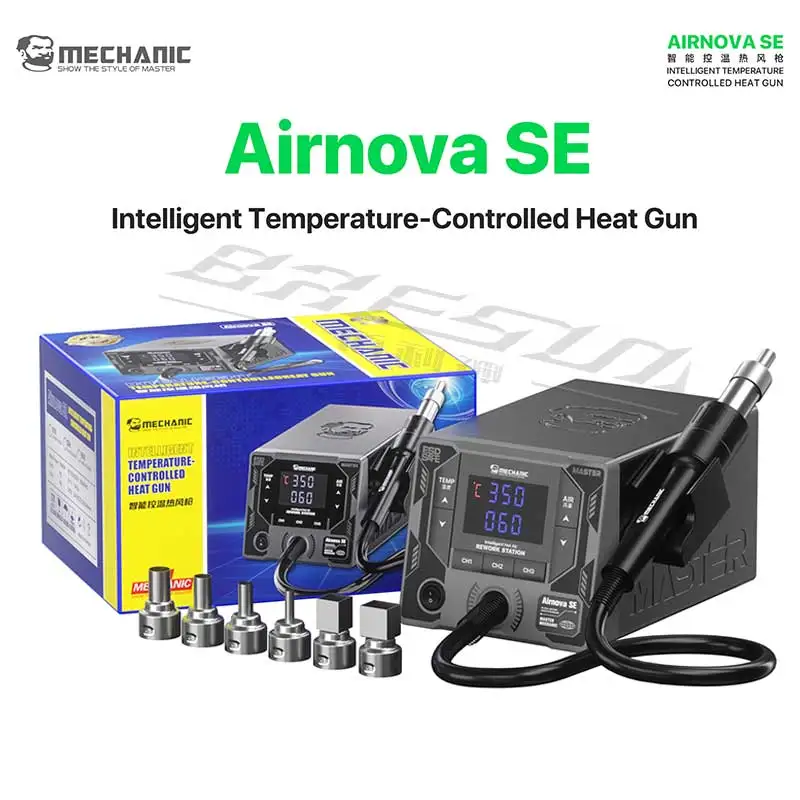 MECHANIC AirNova SE Intelligent Temperature Controlled Hot Air Gun 1000W High Frequency Digital Display Mobile Phone Repair Tool
MECHANIC AirNova SE Intelligent Temperature Controlled Hot Air Gun 1000W High Frequency Digital Display Mobile Phone Repair Tool