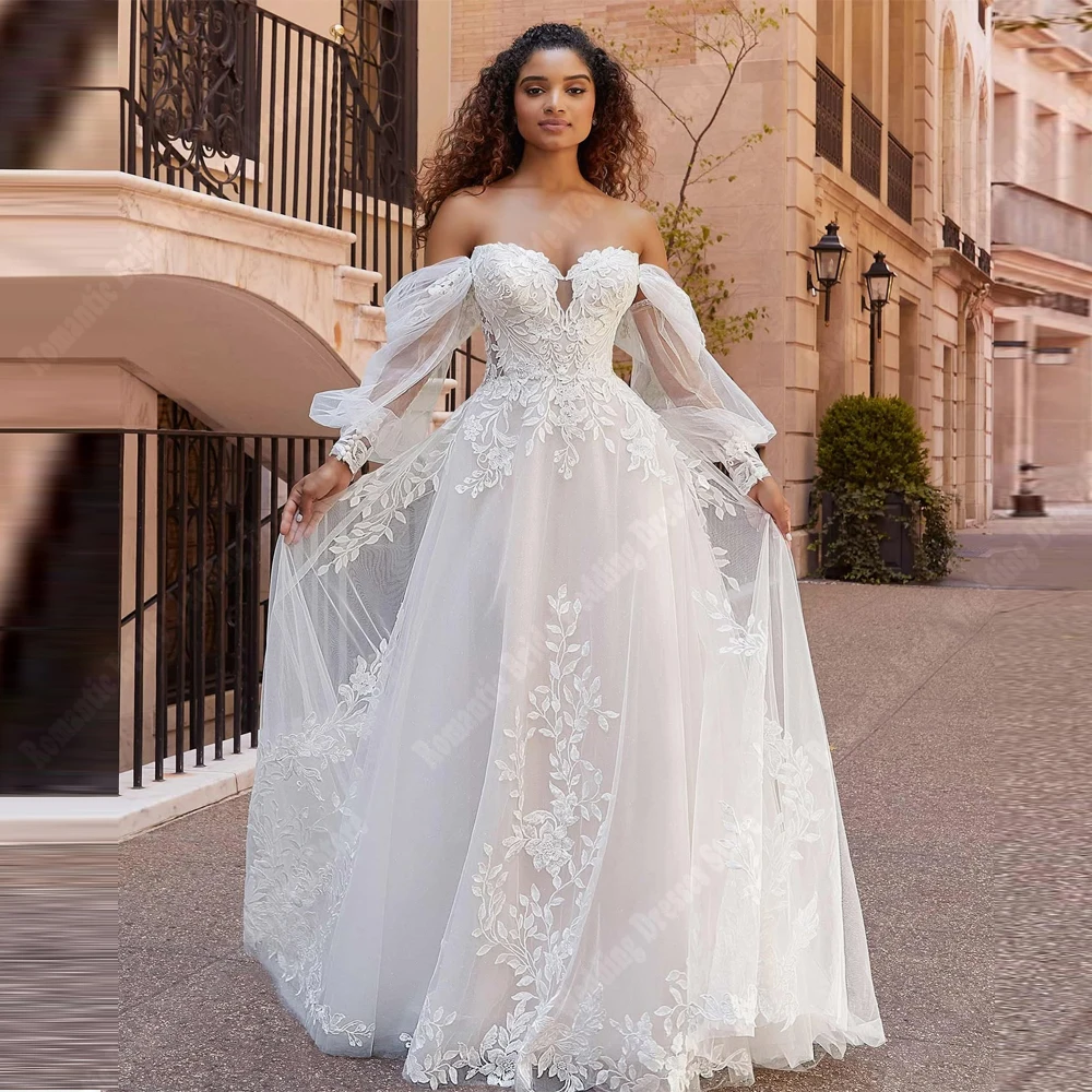 Sweetheart Collar A-Line Women Wedding Dresses Elegant Off Shoulder Bride Gowns Mopping Length Ball Vestidos De Novia Customized
Sweetheart Collar A-Line Women Wedding Dresses Elegant Off Shoulder Bride Gowns Mopping Length Ball Vestidos De Novia Customized