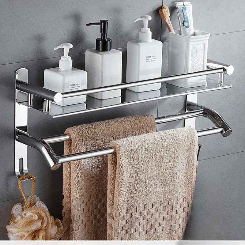 304 Stainless Steel Bathroom Shelf Double-layer Washing Stand Multifunctional Storage Shelves Versatile Utility Towel Holder
304 Stainless Steel Bathroom Shelf Double-layer Washing Stand Multifunctional Storage Shelves Versatile Utility Towel Holder