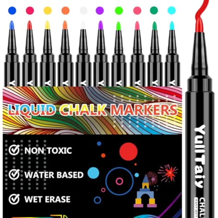 Liquid Chalk Markers for Acrylic Calendar Planning Board, Dry Erase Board Whiteboard, Glass, Mirror, 1mm Fine Points, Easy Wet
Liquid Chalk Markers for Acrylic Calendar Planning Board, Dry Erase Board Whiteboard, Glass, Mirror, 1mm Fine Points, Easy Wet