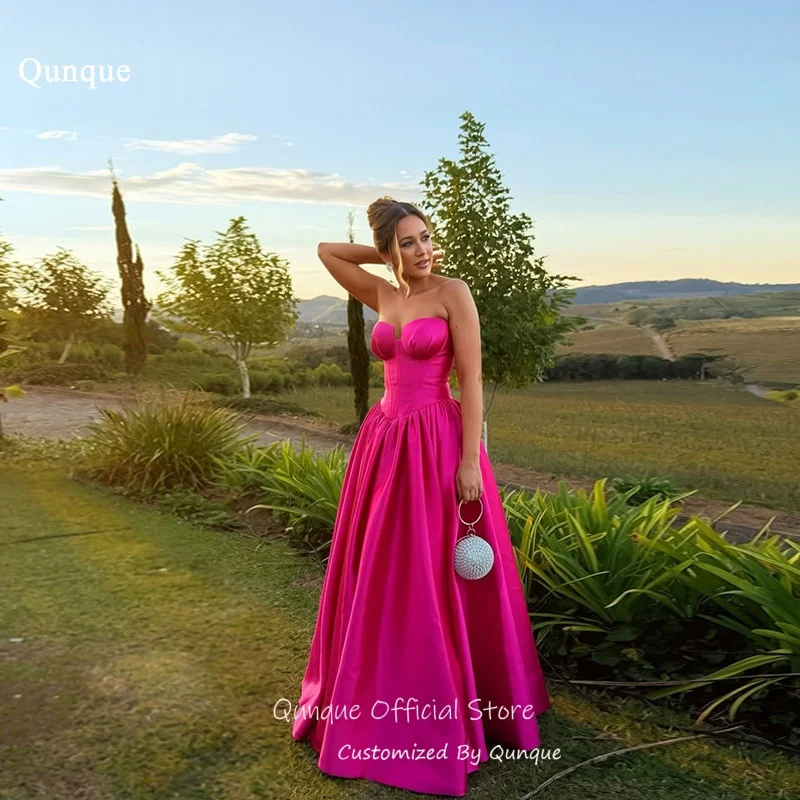 Qunque Fuchsia Long A Line Evening Dresses Satin Sweetheart Robes De Soirée Sleeveless Princess Vestidos Para Mujer Customized
Qunque Fuchsia Long A Line Evening Dresses Satin Sweetheart Robes De Soirée Sleeveless Princess Vestidos Para Mujer Customized