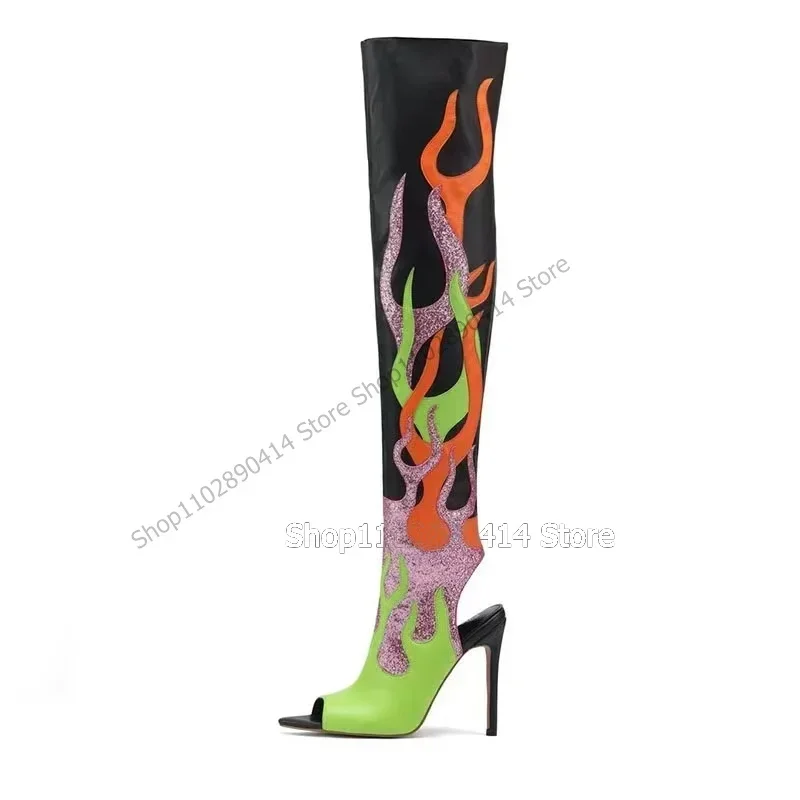 Mixed Color Totem Design Peep Toe Sandals Boots Hollow Cut Heel Women Shoes Thin High Heels Side Zipper 2023 Zapatos Para Mujere
Mixed Color Totem Design Peep Toe Sandals Boots Hollow Cut Heel Women Shoes Thin High Heels Side Zipper 2023 Zapatos Para Mujere