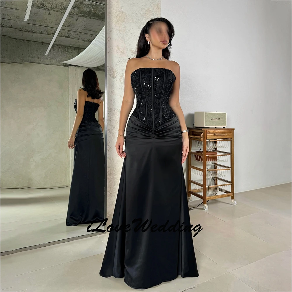 Атласное черное вечернее платье без бретелек по индивидуальному заказу, минималистичное платье для выпускного вечера с блестками и аппликацией, платье для торжественных случаев, свадебное платье
Атласное черное вечернее платье без бретелек по индивидуальному заказу, минималистичное платье для выпускного вечера с блестками и аппликацией, платье для торжественных случаев, свадебное платье