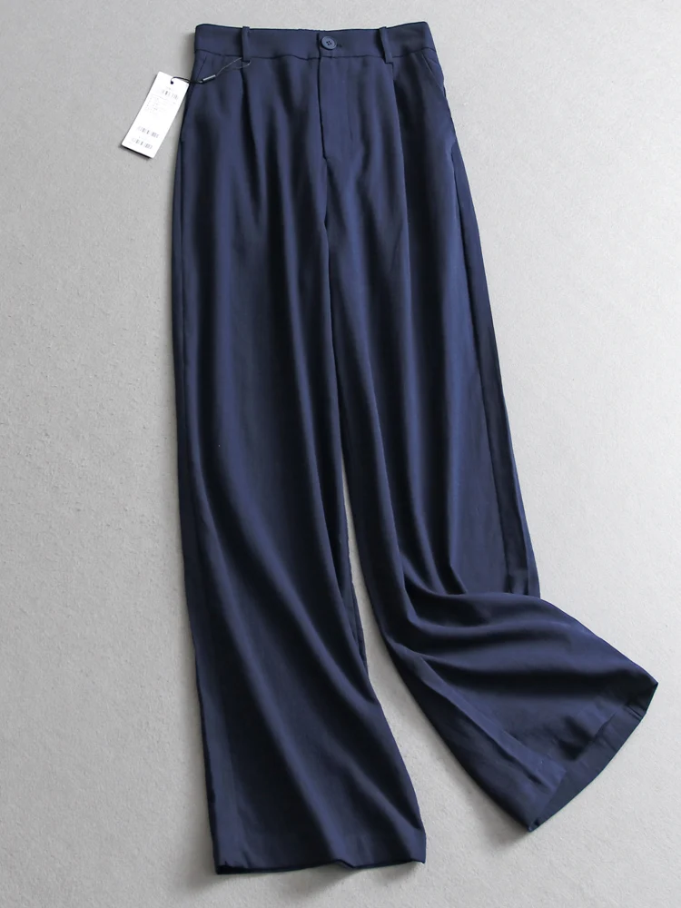 High Waist Loose Straight Leg Pants Women's Summer New Style Casual Trousers Thin Pure Color Linen Casual Pants C408
High Waist Loose Straight Leg Pants Women's Summer New Style Casual Trousers Thin Pure Color Linen Casual Pants C408