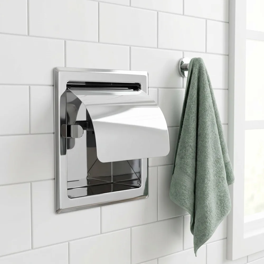 F2 Stainless Steel Toilet Paper Holder Wall-Mounted Silver Paper Towel Rack Durable Recessed Tissue Roll Holder Bathroom Wall
F2 Stainless Steel Toilet Paper Holder Wall-Mounted Silver Paper Towel Rack Durable Recessed Tissue Roll Holder Bathroom Wall