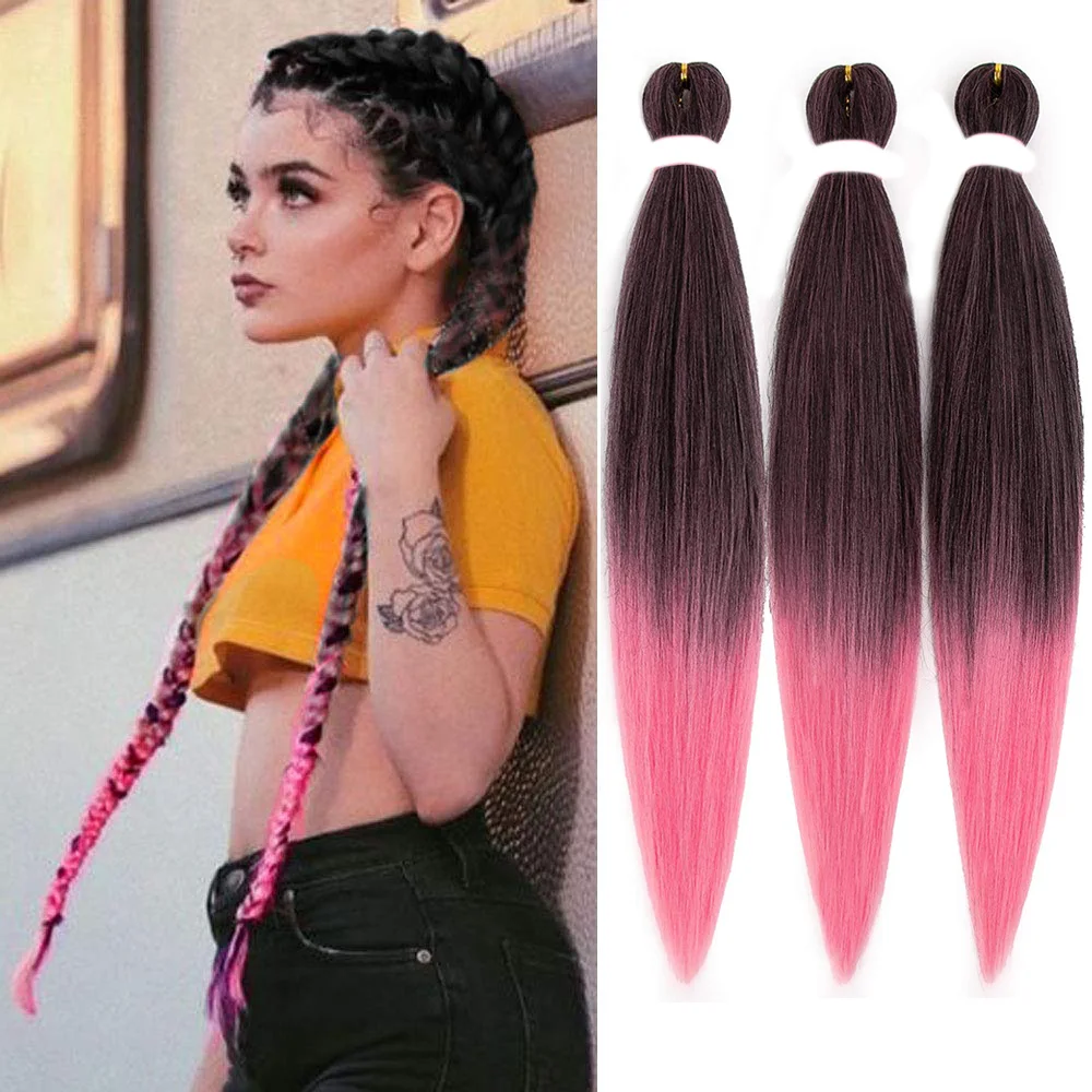 Pre Stretched Braiding Hair 20 Inch 3 packs Hot Water Setting Synthetic Hair Crochet Braiding Hair Extension Black Mixed Pink
Pre Stretched Braiding Hair 20 Inch 3 packs Hot Water Setting Synthetic Hair Crochet Braiding Hair Extension Black Mixed Pink