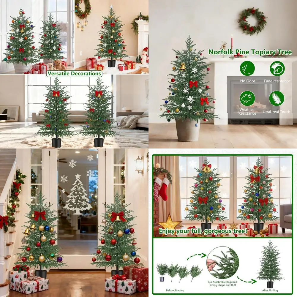 4-Foot UV-Protected Artificial Norfolk Pine Tree, Lifelike Potted Fake Plants for Indoor & Outdoor Christmas Decor
4-Foot UV-Protected Artificial Norfolk Pine Tree, Lifelike Potted Fake Plants for Indoor & Outdoor Christmas Decor