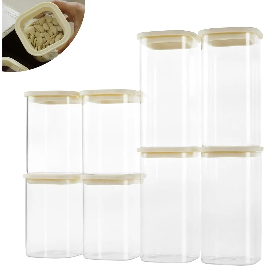 8pcs Square Pantry Glass Jars with Clear Airtight Lids Kitchen Canisters Sets for Flour, Sugar Refrigerator Safe, Available in 2
8pcs Square Pantry Glass Jars with Clear Airtight Lids Kitchen Canisters Sets for Flour, Sugar Refrigerator Safe, Available in 2