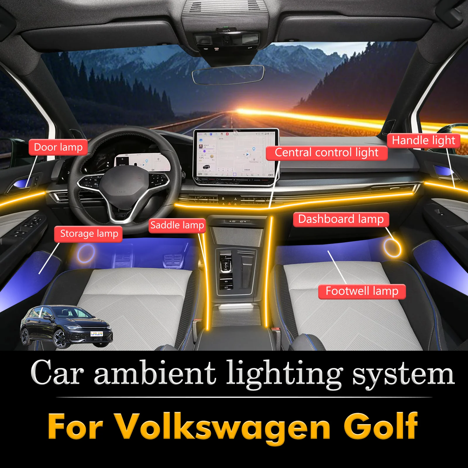 For Volkswagen Golf Car Interior Mood Ambient Light RGB 64-Color LED Smart Remote Control Atmosphere Lamp Energy Saving Kit
For Volkswagen Golf Car Interior Mood Ambient Light RGB 64-Color LED Smart Remote Control Atmosphere Lamp Energy Saving Kit