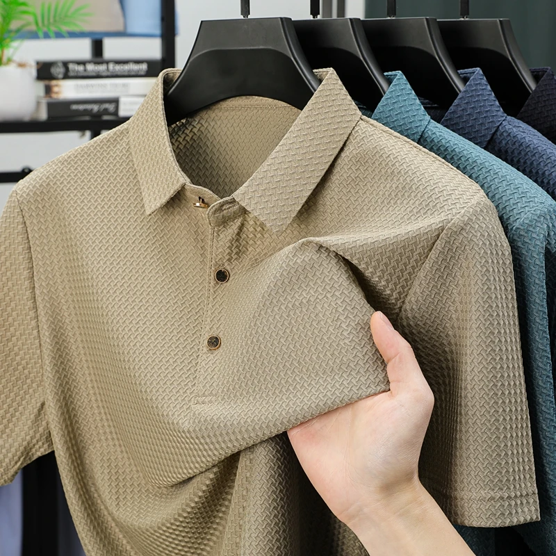 Качественная роскошная мужская рубашка-поло с лацканами, летняя однотонная жаккардовая футболка с коротким рукавом, летняя элитная деловая трендовая мужская одежда для отдыха
Качественная роскошная мужская рубашка-поло с лацканами, летняя однотонная жаккардовая футболка с коротким рукавом, летняя элитная деловая трендовая мужская одежда для отдыха