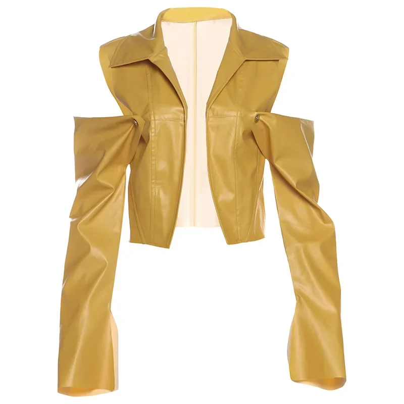 Women Fashion Detachable Long Sleeve PU Leather Jackets Crop Top Turn Down Collar Open Stitch Slim Casual Streetwear Coats
Women Fashion Detachable Long Sleeve PU Leather Jackets Crop Top Turn Down Collar Open Stitch Slim Casual Streetwear Coats