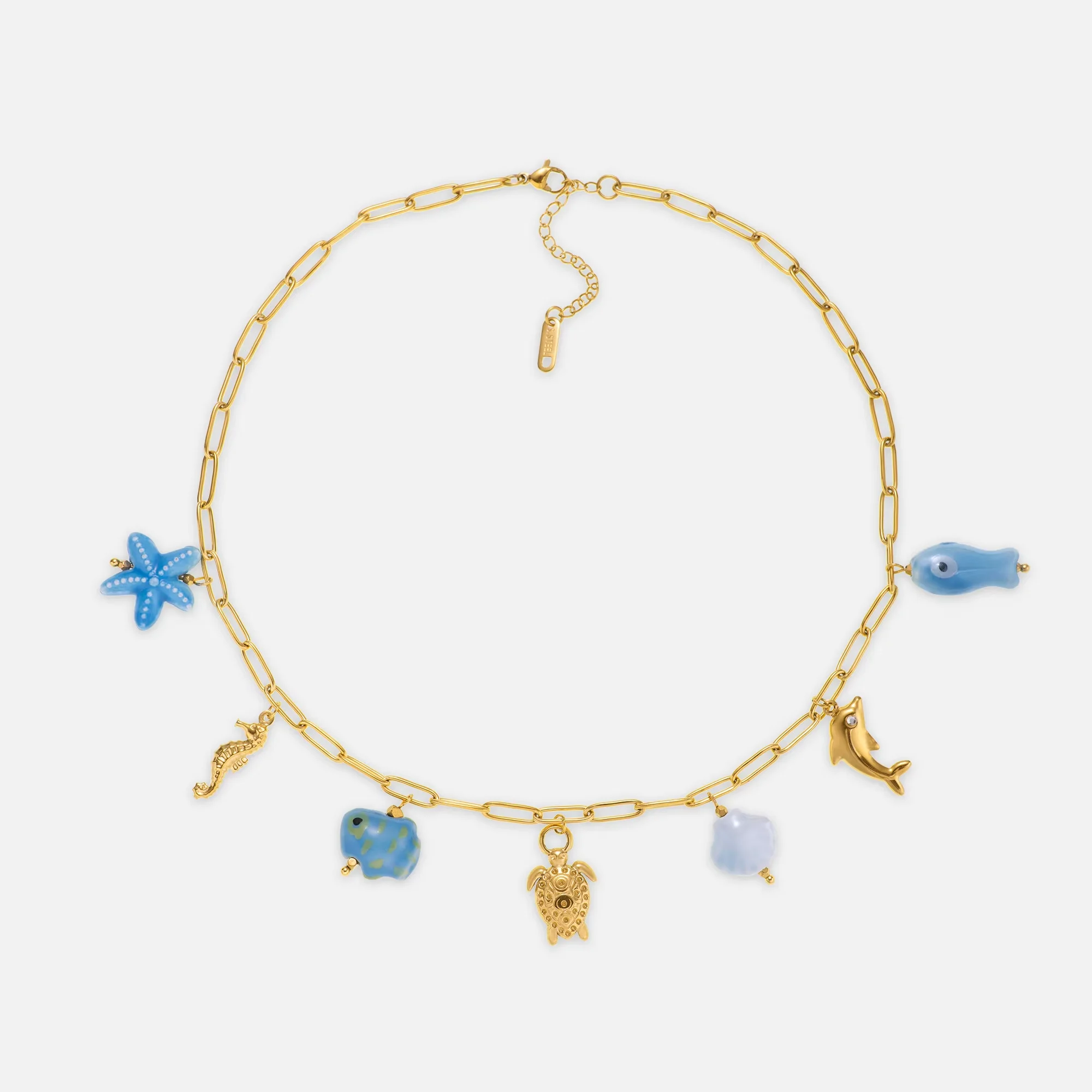 DASEIN Stainless Steel Blue Marine Animal Pendant Necklace 18k Gold Plated Tarnish Free Summer Ocean Style Jewelry Accessories
DASEIN Stainless Steel Blue Marine Animal Pendant Necklace 18k Gold Plated Tarnish Free Summer Ocean Style Jewelry Accessories