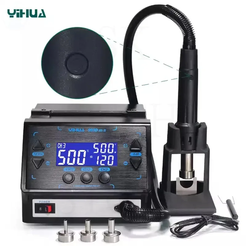 YIHUA 993DM-II 1000 Вт Быстрая отправка горячего воздуха пистолет станция Интеллектуальная паяльная станция BGA
YIHUA 993DM-II 1000 Вт Быстрая отправка горячего воздуха пистолет станция Интеллектуальная паяльная станция BGA
