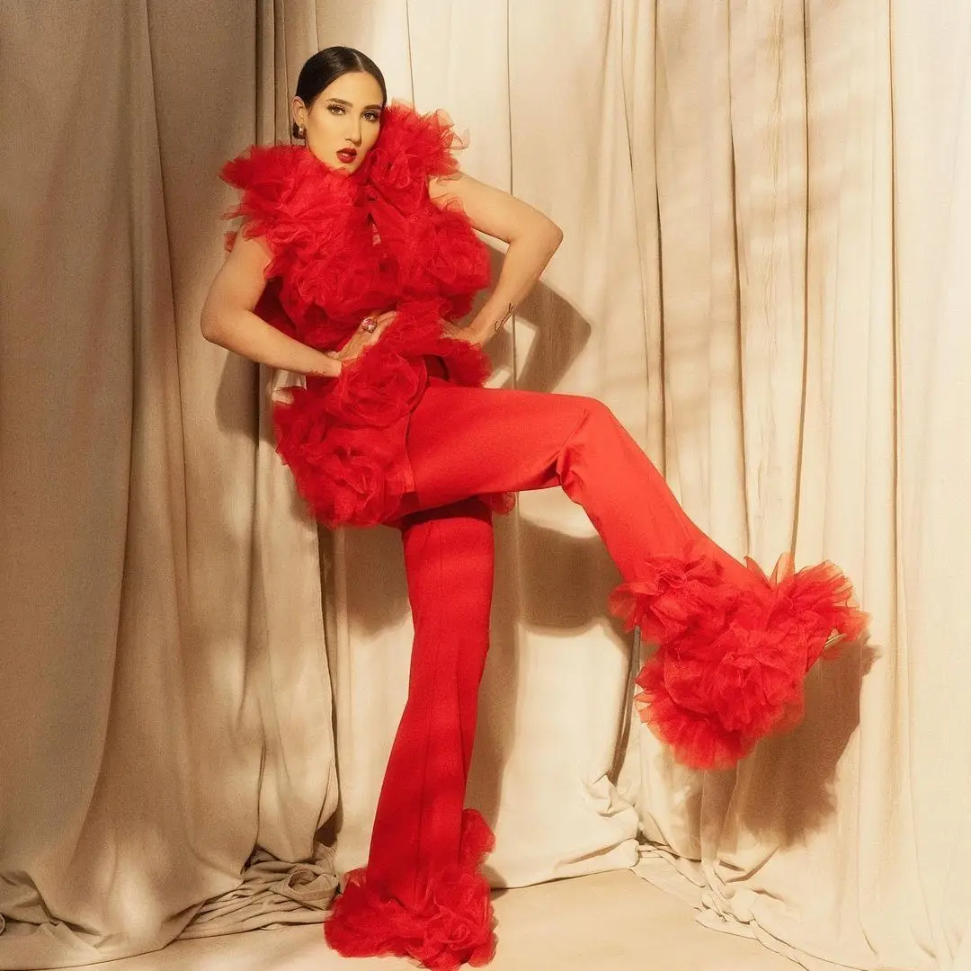 Red Women's Blazer Suits 2 Pcs Sets Streetwear Tulle Flowers Bridesmaid Dress Runway Fashion Bridal Casual Suit
Red Women's Blazer Suits 2 Pcs Sets Streetwear Tulle Flowers Bridesmaid Dress Runway Fashion Bridal Casual Suit