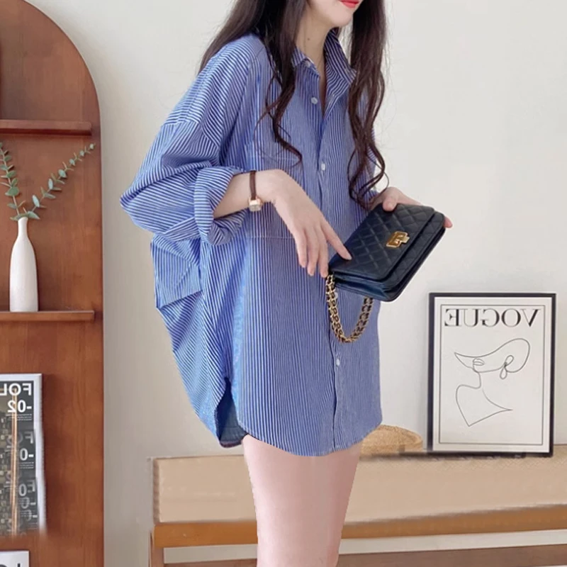 2024 Spring Plus Size Maternity Striped Shirts Irregular Long Sleeve Loose Pregnant Woman Casual Blouses Pregnancy Pleated Top
2024 Spring Plus Size Maternity Striped Shirts Irregular Long Sleeve Loose Pregnant Woman Casual Blouses Pregnancy Pleated Top