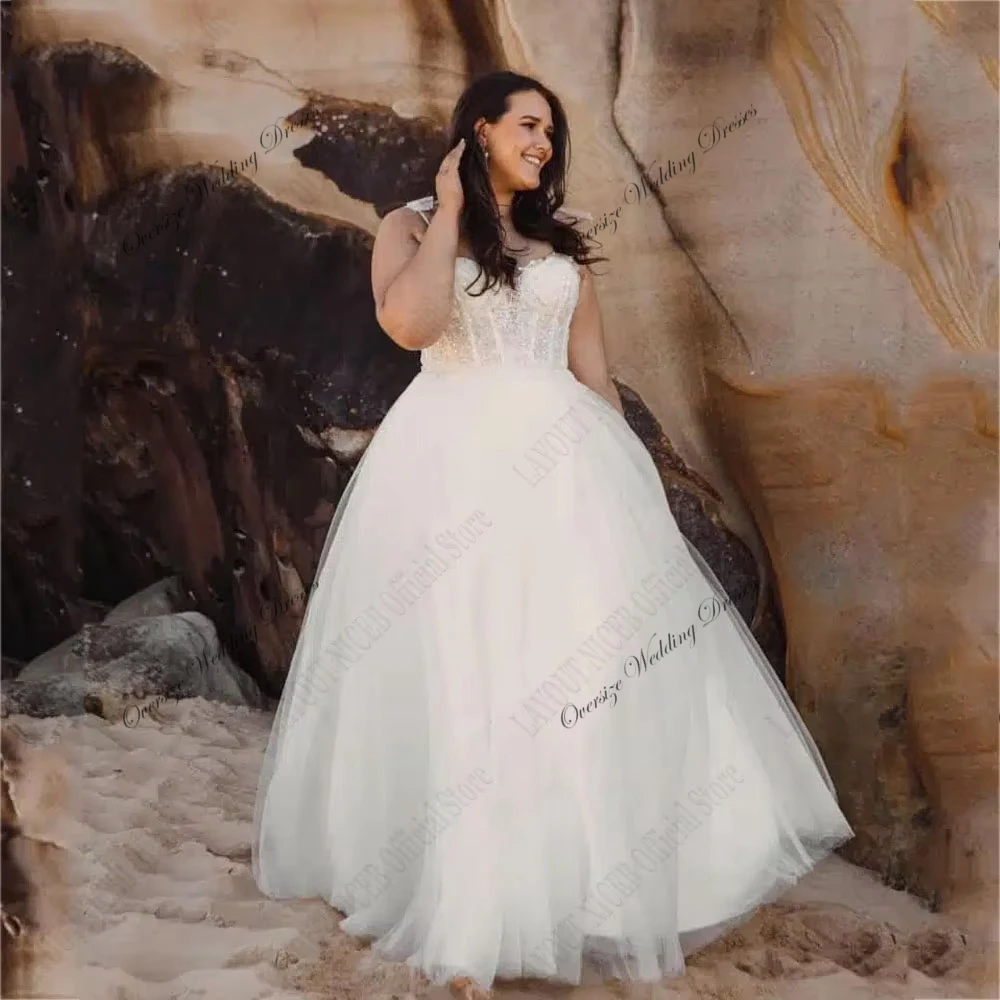 Sleeveless Oversize Wedding Dresses with Lace Ivory Soft Tulle 2025 Strapless Plus Size Bridal Gowns for Women Vestido De New
Sleeveless Oversize Wedding Dresses with Lace Ivory Soft Tulle 2025 Strapless Plus Size Bridal Gowns for Women Vestido De New