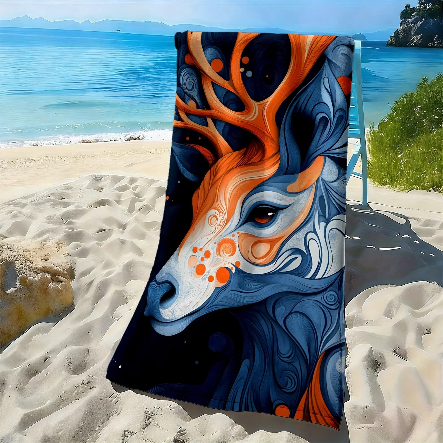 Abstract deer-head interwoven pattern polyester microfiber beach towel is highly absorbent, suitable for swimming beach outings
Abstract deer-head interwoven pattern polyester microfiber beach towel is highly absorbent, suitable for swimming beach outings