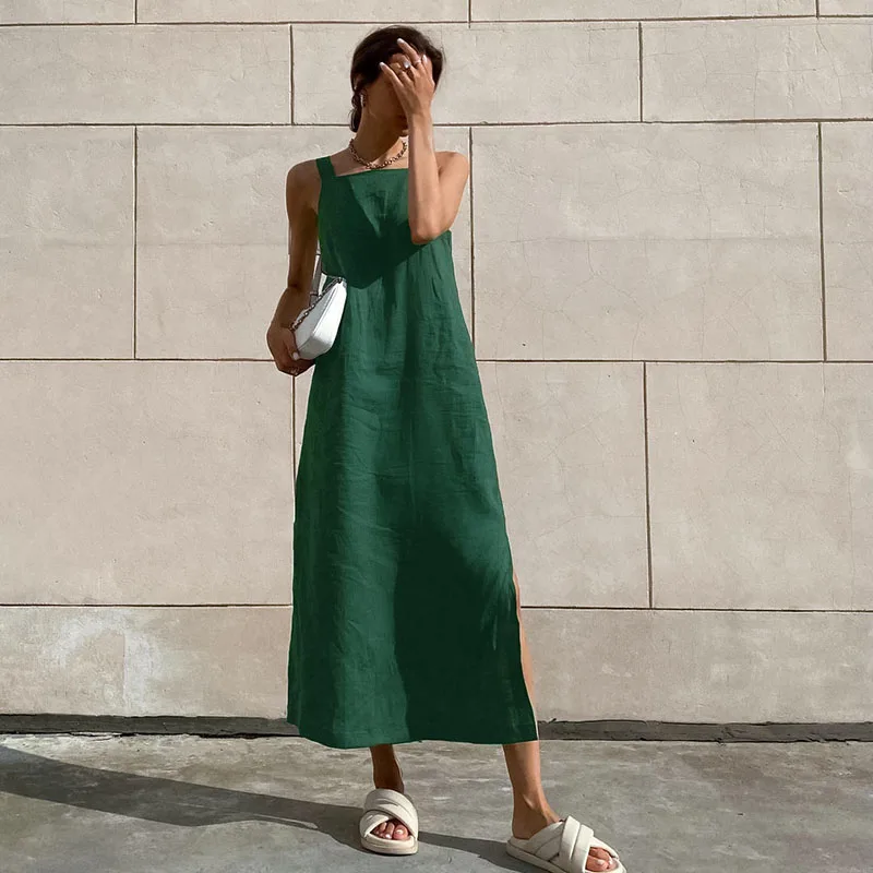 Temperament Solid color Women's Dress 2026 New Fashion Elegant Summer Retro Cotton Linen Sexy Sling Green Women's Dresses H835
Temperament Solid color Women's Dress 2026 New Fashion Elegant Summer Retro Cotton Linen Sexy Sling Green Women's Dresses H835