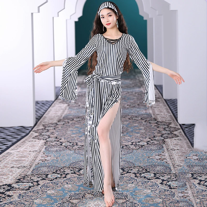 Gold Stamp Dress Belly Dance Robe Baladi Dresses Folk Saudi Dance Outfit Egyptian Cabaret Stripe Costume Set with kerchief Belt
Gold Stamp Dress Belly Dance Robe Baladi Dresses Folk Saudi Dance Outfit Egyptian Cabaret Stripe Costume Set with kerchief Belt