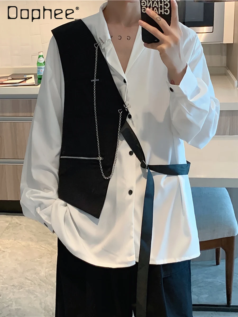 Весна и осень 2024, новый мужской элитный дизайнерский жилет в стиле пэчворк, бело-черное тонкое ожерелье с длинными рукавами, повседневная рубашка
Весна и осень 2024, новый мужской элитный дизайнерский жилет в стиле пэчворк, бело-черное тонкое ожерелье с длинными рукавами, повседневная рубашка