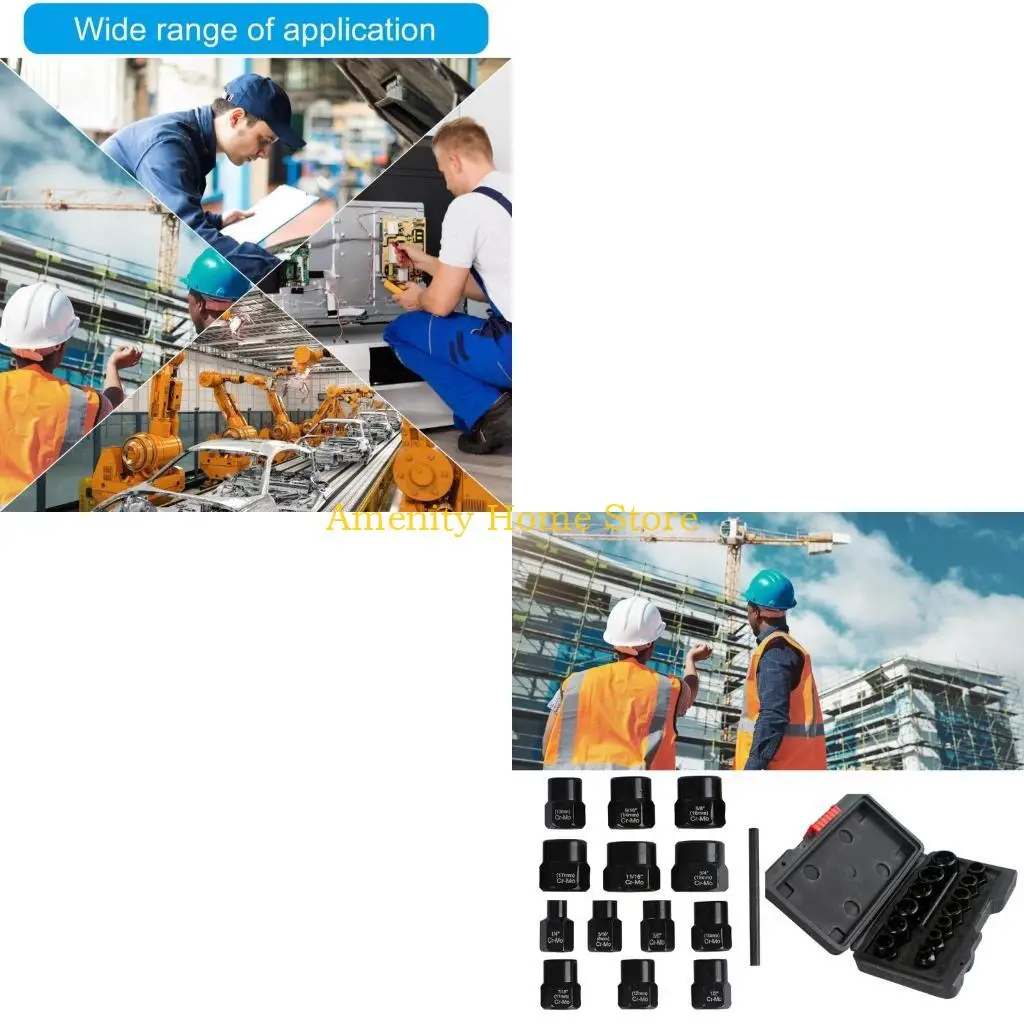 F26C 14Pcs/Set Impact Socket Wrench for Easy Nut&Bolt Extraction, Metal Construction
F26C 14Pcs/Set Impact Socket Wrench for Easy Nut&Bolt Extraction, Metal Construction