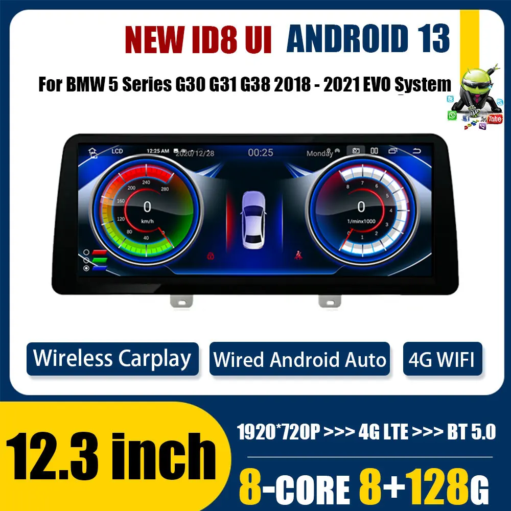 Автомобильный мультимедийный видеоплеер, экран 12,3 дюйма, Android 13, для BMW 5 Series G30 G31 G38 2018 - 2021 EVO
Автомобильный мультимедийный видеоплеер, экран 12,3 дюйма, Android 13, для BMW 5 Series G30 G31 G38 2018 - 2021 EVO