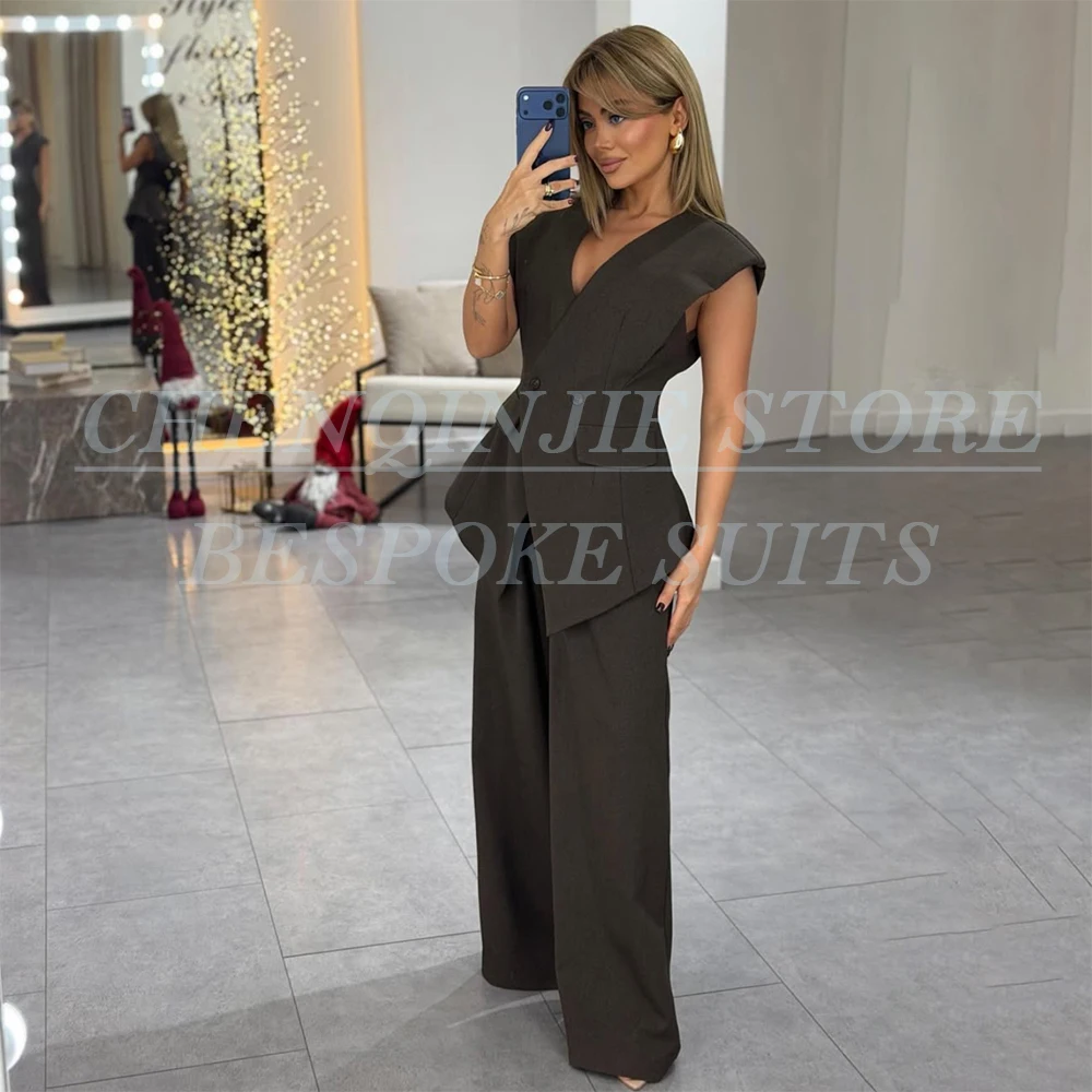 Brown Women's Suits Customized Double Breasted Vest With Trousers Luxury Slim Fit Sleeveless Female Office Lady Clothing Outfits
Brown Women's Suits Customized Double Breasted Vest With Trousers Luxury Slim Fit Sleeveless Female Office Lady Clothing Outfits