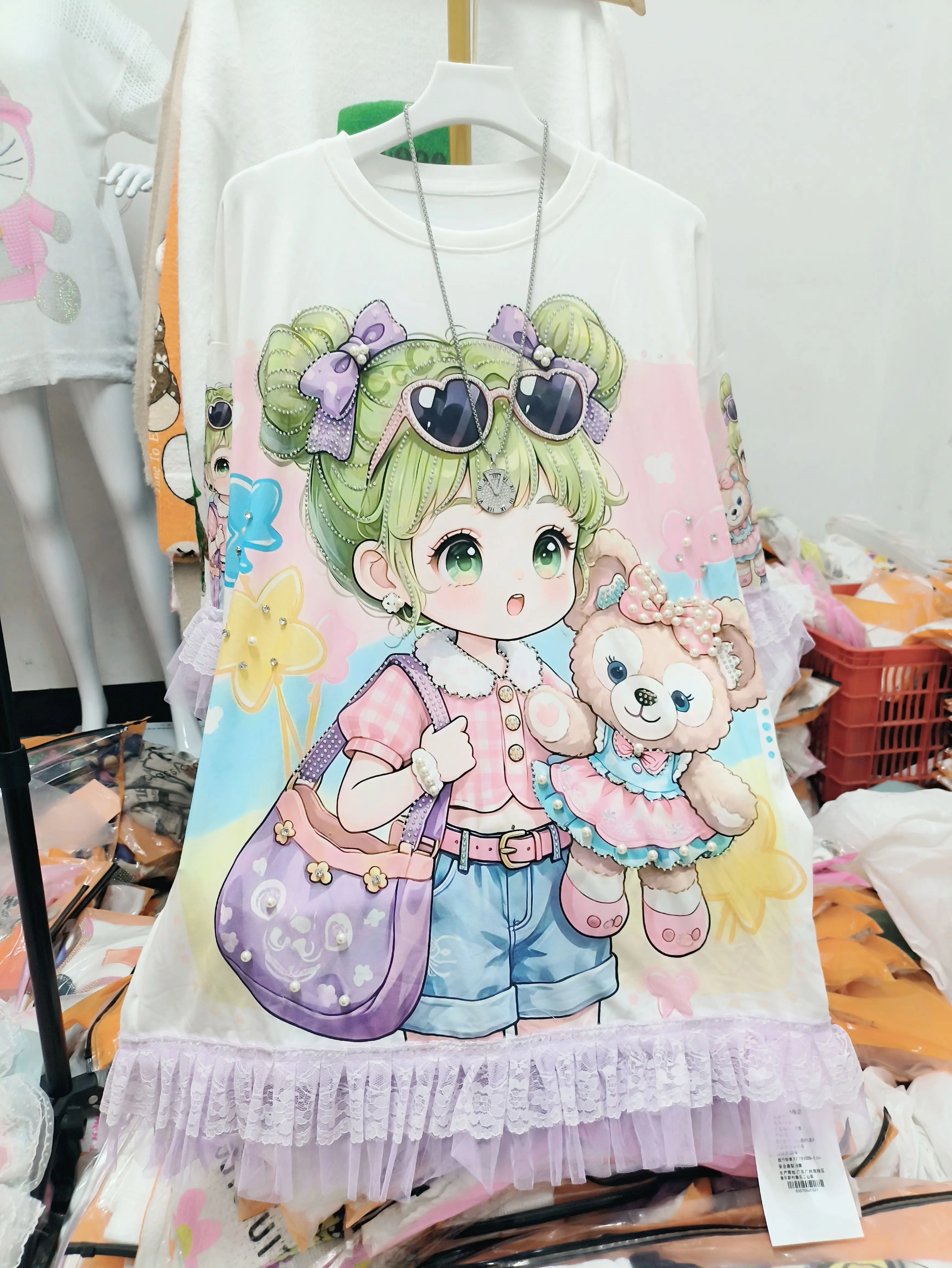 Sweet Princess Cartoon Printed Women T-shirt Elegant Lace Stitching Mid-long T-shirt Dress Streetwear All-match Students Tees
Sweet Princess Cartoon Printed Women T-shirt Elegant Lace Stitching Mid-long T-shirt Dress Streetwear All-match Students Tees