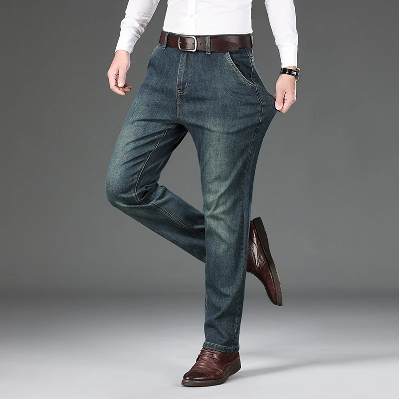 Nostalgic Men's Stretch Jeans Autumn Classic Straight Business Casual High Waist Pants Fashion Vintage Blue Brand Denim Trousers
Nostalgic Men's Stretch Jeans Autumn Classic Straight Business Casual High Waist Pants Fashion Vintage Blue Brand Denim Trousers