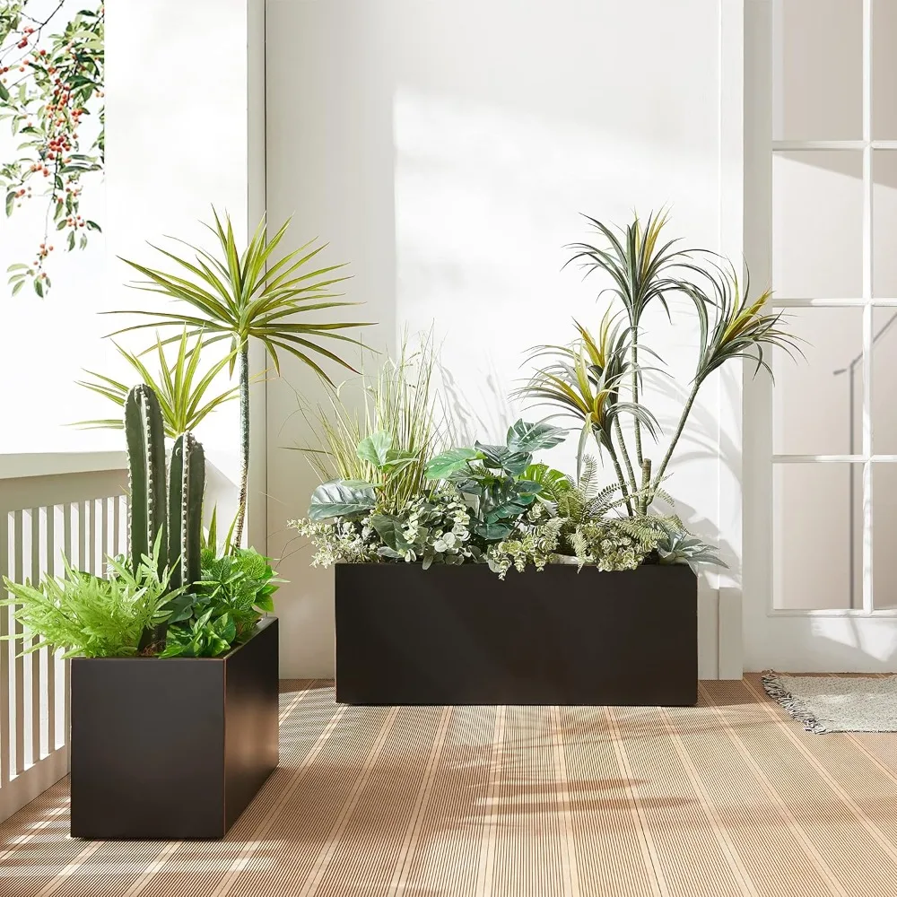 Metallic Heavy Long and Large Outdoor/Indoor Planter, Rectangular Trough Planter Box, 38”Lx15”Wx15”H, 40Pounds, Black with Hand
Metallic Heavy Long and Large Outdoor/Indoor Planter, Rectangular Trough Planter Box, 38”Lx15”Wx15”H, 40Pounds, Black with Hand