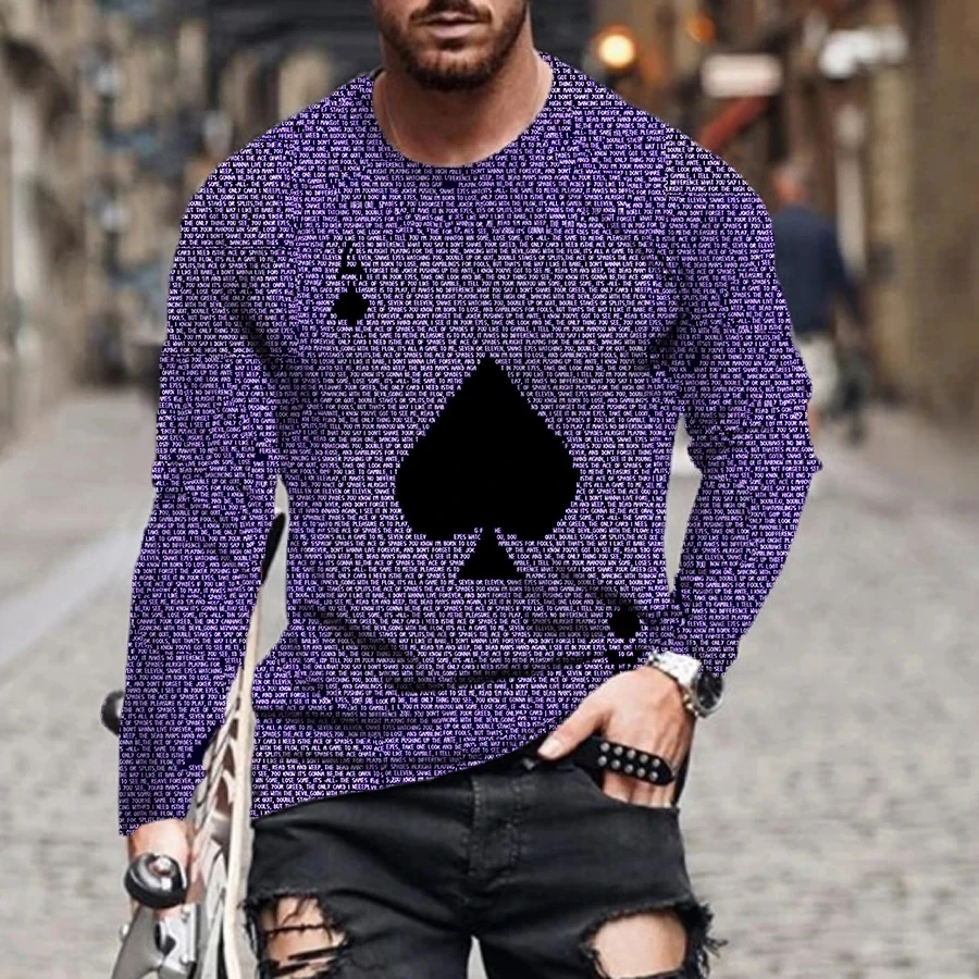 New European Spades Picture Men long sleeved T-shirt Casual Printed Tees Hip-hop Personality Round Neck Tops
New European Spades Picture Men long sleeved T-shirt Casual Printed Tees Hip-hop Personality Round Neck Tops
