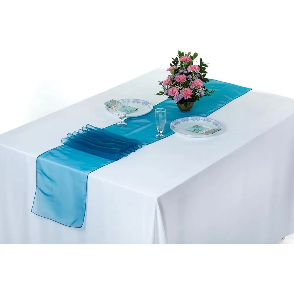 25 Pack 12x108 Inch Premium Organza Table Runners for Weddings, Parties, and Banquets in Teal Silk Fabric
25 Pack 12x108 Inch Premium Organza Table Runners for Weddings, Parties, and Banquets in Teal Silk Fabric