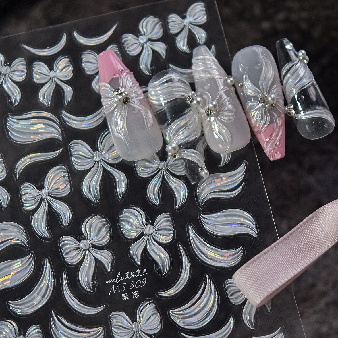 Shiny Bowknot Silk Ribbon Jelly Arc Sparkle White Illusion Romantic Adhesive Nail Art Stickers Chic Manicure Decals Decorations
Shiny Bowknot Silk Ribbon Jelly Arc Sparkle White Illusion Romantic Adhesive Nail Art Stickers Chic Manicure Decals Decorations